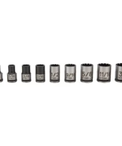 Kobalt Sockets & Socket Sets Universal 9-Piece Standard (SAE) 3/8-in Drive Spline Set Shallow Socket Set