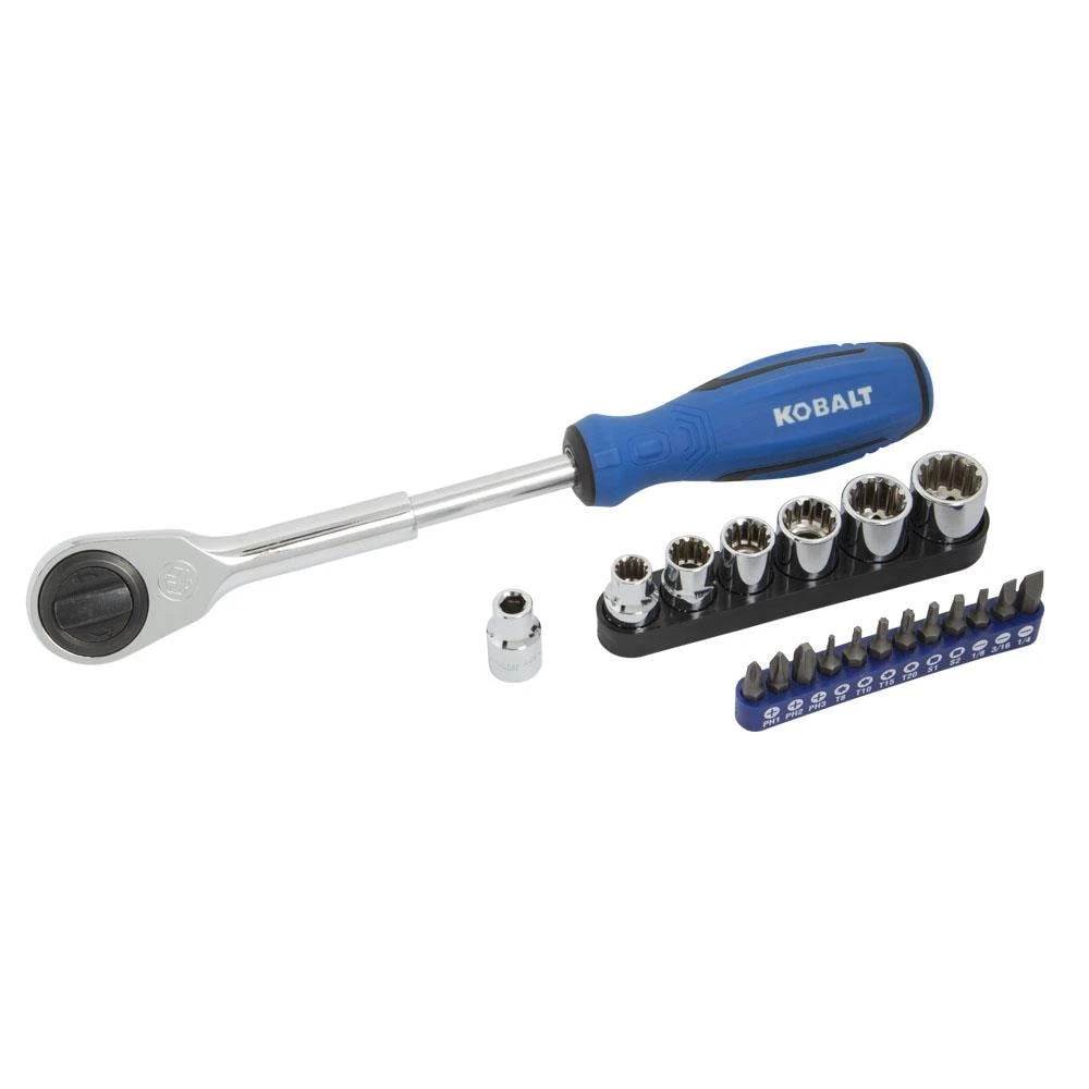 Kobalt Mechanics Tool Sets 20-Piece Standard (SAE) and Metric Combination Polished Chrome Mechanics Tool Set (3/8-in) 1 Kobalt Mechanics Tool Sets 20-Piece Standard (SAE) and Metric Combination Polished Chrome Mechanics Tool Set (3/8-in)
