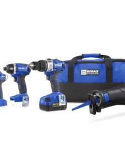 Kobalt Power Tool Combo Kits 4-Tool 24-Volt Max Brushless Power Tool Combo Kit with Soft Case (1-Battery Included and Charger Included)