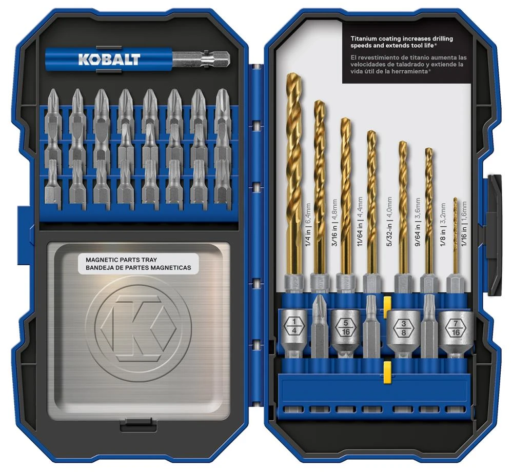 Kobalt Twist Drill Bits 40-Piece Assorted Set Titanium Coated Hss Twist Drill Bit Set 1 Kobalt Twist Drill Bits 40-Piece Assorted Set Titanium Coated Hss Twist Drill Bit Set