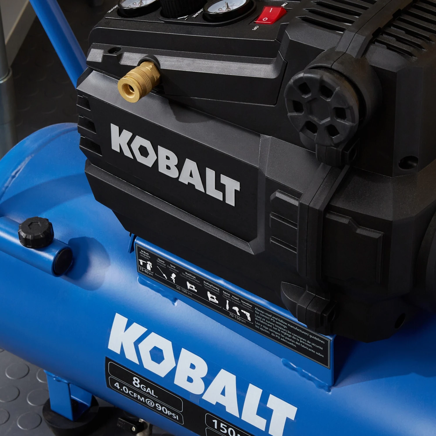 Kobalt Air Compressors 8-Gallon Single Stage Portable Electric Horizontal Air Compressor 5 Kobalt Air Compressors 8-Gallon Single Stage Portable Electric Horizontal Air Compressor - Image 5