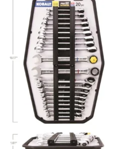 Kobalt Ratchet Wrenches & Sets In Tray with Removable Rails 20-Piece Set 12-Point Standard (SAE) and Metric Combination Ratchet Wrench Set -Kobalt Sales Shop 42336145