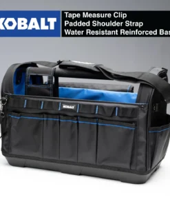 Kobalt Tool Bags Plumbing Tool Bag with Caddy Black, Blue Polyester 12.99-in