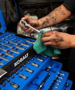 Kobalt Mechanics Tool Sets 250-Piece Standard (SAE) and Metric Combination Polished Chrome Mechanics Tool Set (1/4-in; 3/8-in) -Kobalt Sales Shop 42702397 scaled