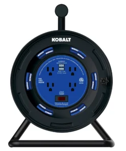 Kobalt Extension Cord Accessories 4-Outlet KOBALT Black/Blue Cord Reel 2-USB w/80ft 14/3 SJTW Ext Cord