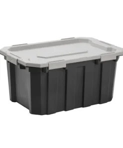 Kobalt Plastic Storage Totes X-large 24-Gallon (96-Quart) Grey Heavy Duty Tote with Latching Lid