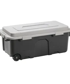 Kobalt Plastic Storage Totes X-large 31-Gallon (124-Quart) Grey Heavy Duty Rolling Tote with Latching Lid