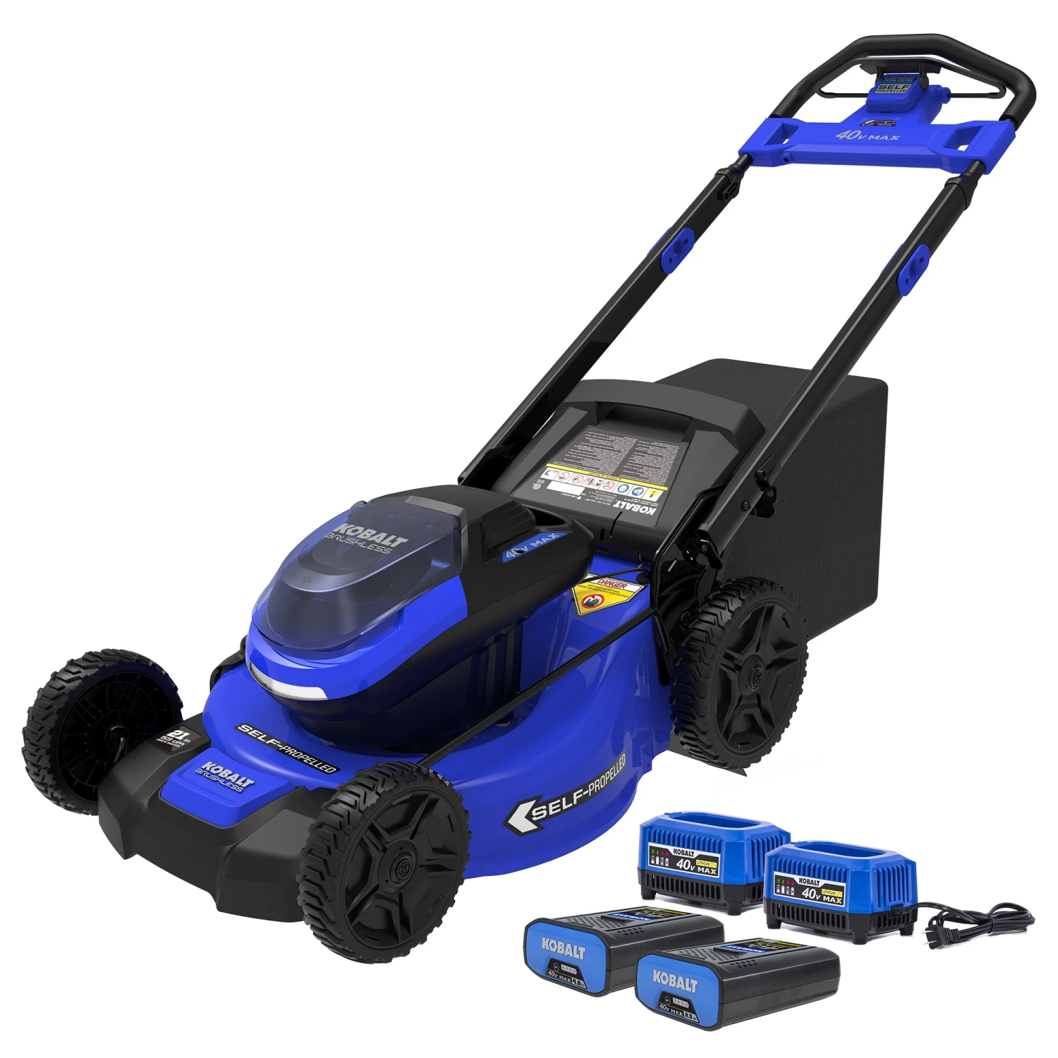 Kobalt Cordless Electric Push Lawn Mowers 40-volt 21-in DP SP Mower with (2) 4 Ah Batteries, Charger 1 Kobalt Cordless Electric Push Lawn Mowers 40-volt 21-in DP SP Mower with (2) 4 Ah Batteries, Charger