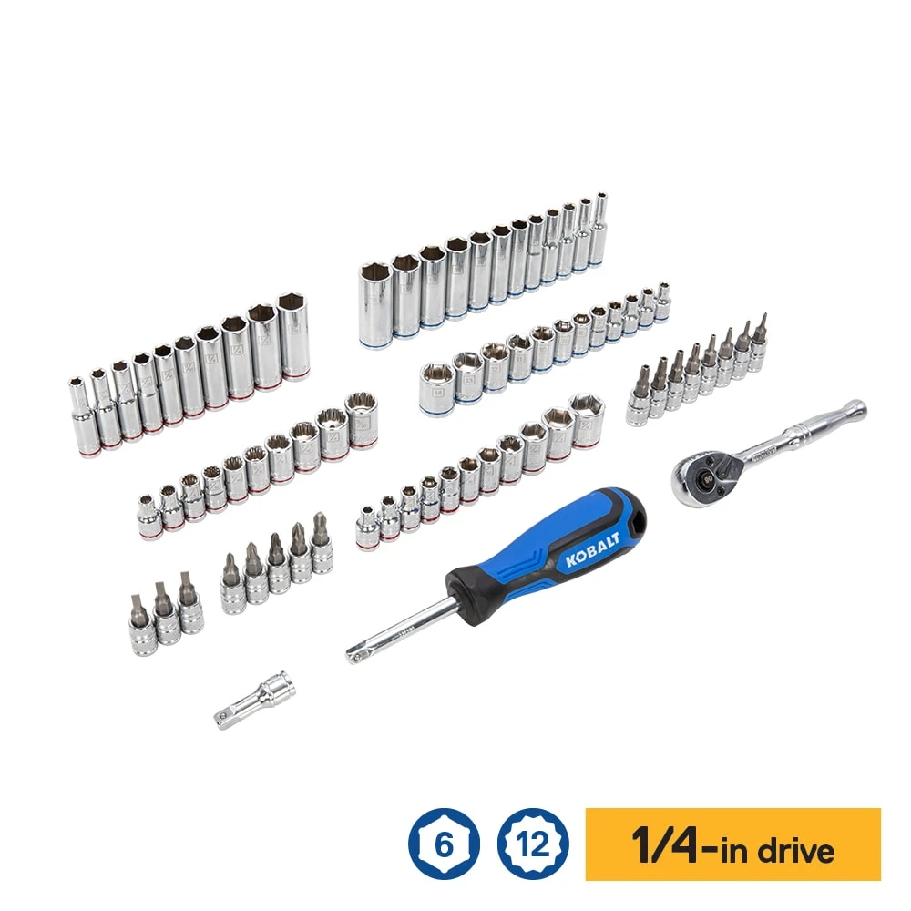 Kobalt Mechanics Tool Sets 309-Piece Standard (SAE) and Metric Combination Polished Chrome Mechanics Tool Set (1/4-in; 3/8-in) 4 Kobalt Mechanics Tool Sets 309-Piece Standard (SAE) and Metric Combination Polished Chrome Mechanics Tool Set (1/4-in; 3/8-in) - Image 4