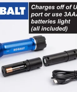 Kobalt Flashlights 350-Lumen LED Rechargeable Flashlight -Kobalt Sales Shop 45365867 scaled