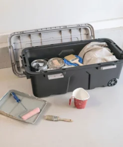 Kobalt Plastic Storage Totes X-large 31-Gallon (124-Quart) Grey Heavy Duty Rolling Tote with Latching Lid -Kobalt Sales Shop 46359332 scaled